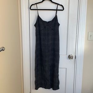 Topshop Check Denim Midi Dress US8